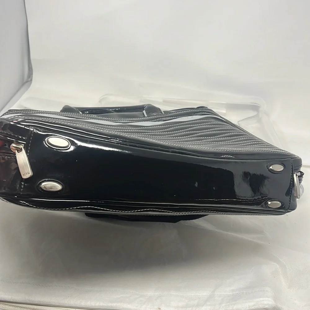 Tumi Black Patent Leather Laptop Shoulder Bag